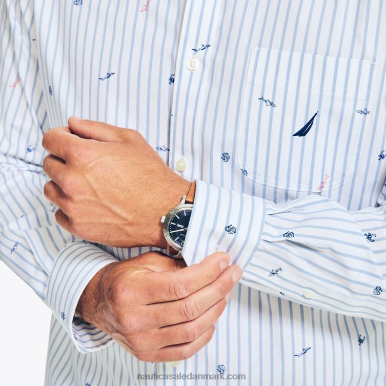 printet poplin skjorte lyse hvid Nautica PZ4T555 Mænd