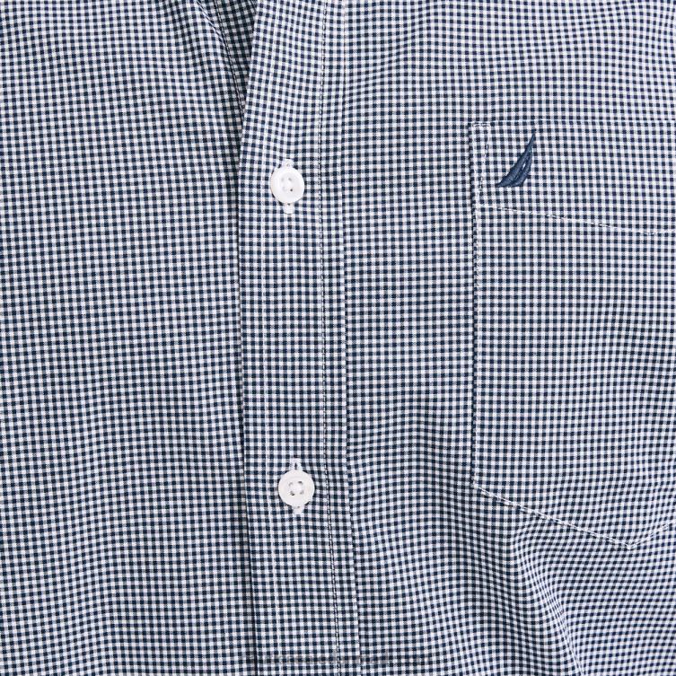 rynke-resistent plaid slid til arbejde kortærmet skjorte j flåde Nautica PZ4T42 Mænd