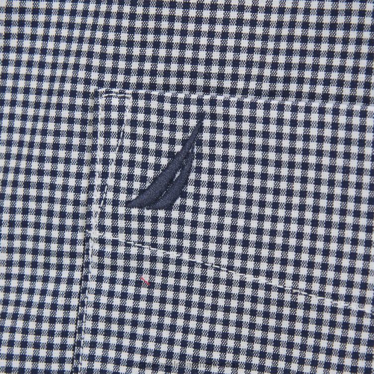 rynke-resistent plaid slid til arbejde kortærmet skjorte j flåde Nautica PZ4T42 Mænd