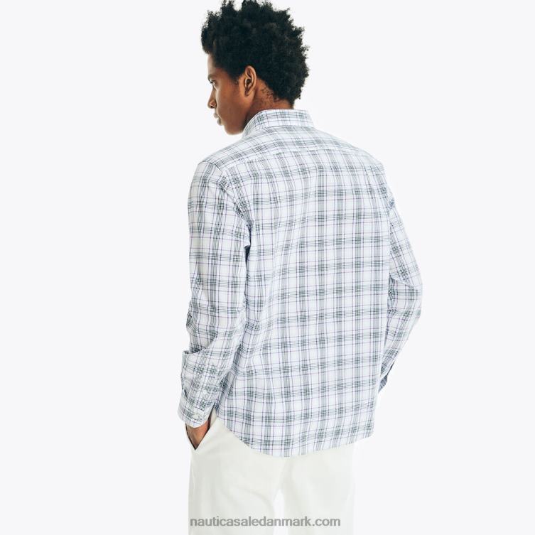rynke-resistent plaid slid til arbejdsskjorte lyse hvid Nautica PZ4T399 Mænd