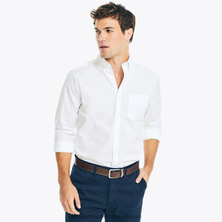 rynkefri stribet skjorte til arbejdstøj lyse hvid Nautica PZ4T30 Mænd