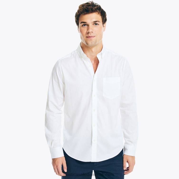 rynkefri stribet skjorte til arbejdstøj lyse hvid Nautica PZ4T30 Mænd