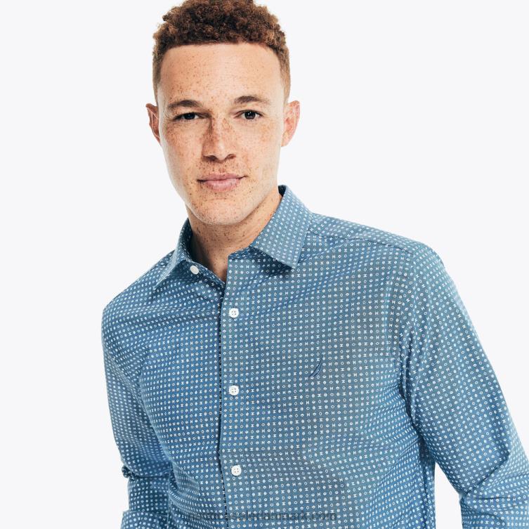 skjorte med rynkefri tryk windsurf blå Nautica PZ4T663 Mænd