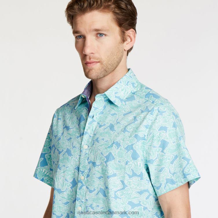 stor og høj kortærmet skjorte med tryk alaskan blå Nautica PZ4T710 Mænd