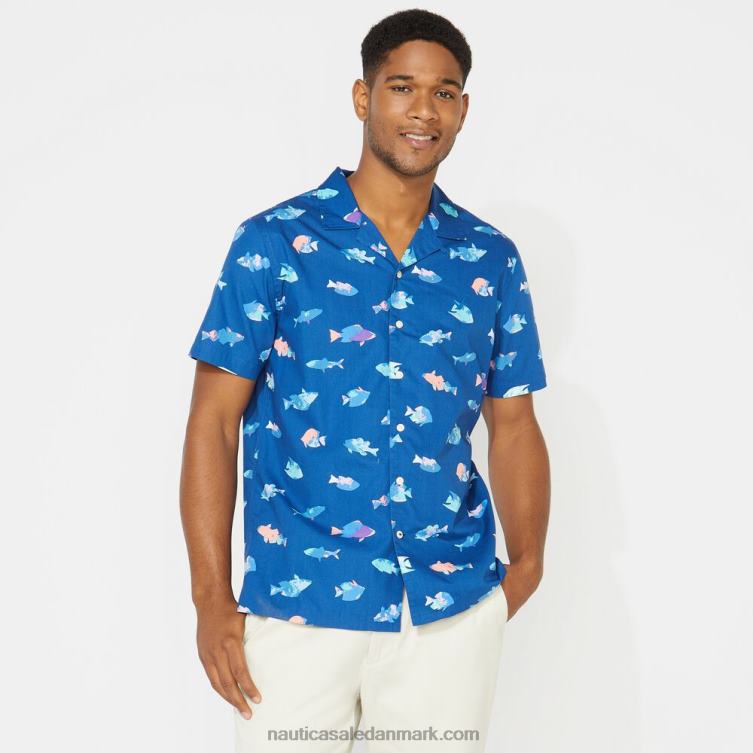 stor og høj lejrskjorte med klassisk pasform klar himmelblå Nautica PZ4T725 Mænd