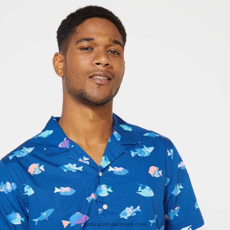 stor og høj lejrskjorte med klassisk pasform klar himmelblå Nautica PZ4T725 Mænd