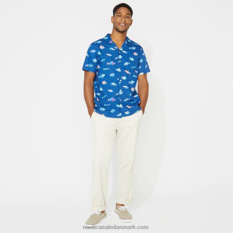 stor og høj lejrskjorte med klassisk pasform klar himmelblå Nautica PZ4T725 Mænd