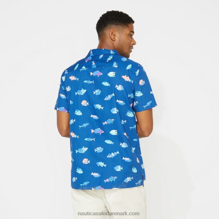 stor og høj lejrskjorte med klassisk pasform klar himmelblå Nautica PZ4T725 Mænd