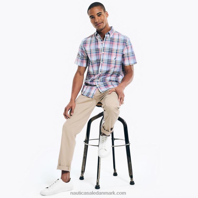 stor og høj lynget plaid kortærmet skjorte havtåge Nautica PZ4T396 Mænd