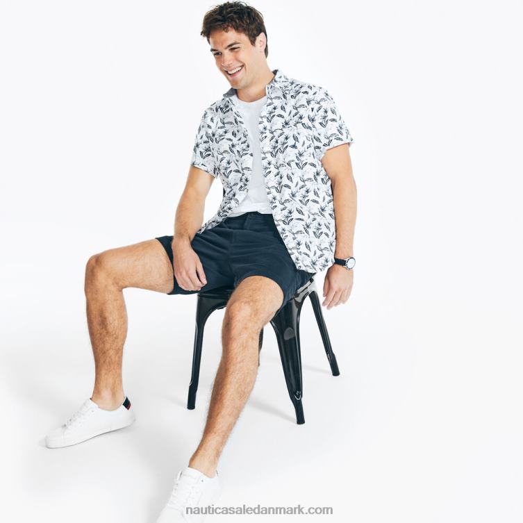 stor og høj oxford-skjorte med kort ærmer lyse hvid Nautica PZ4T578 Mænd