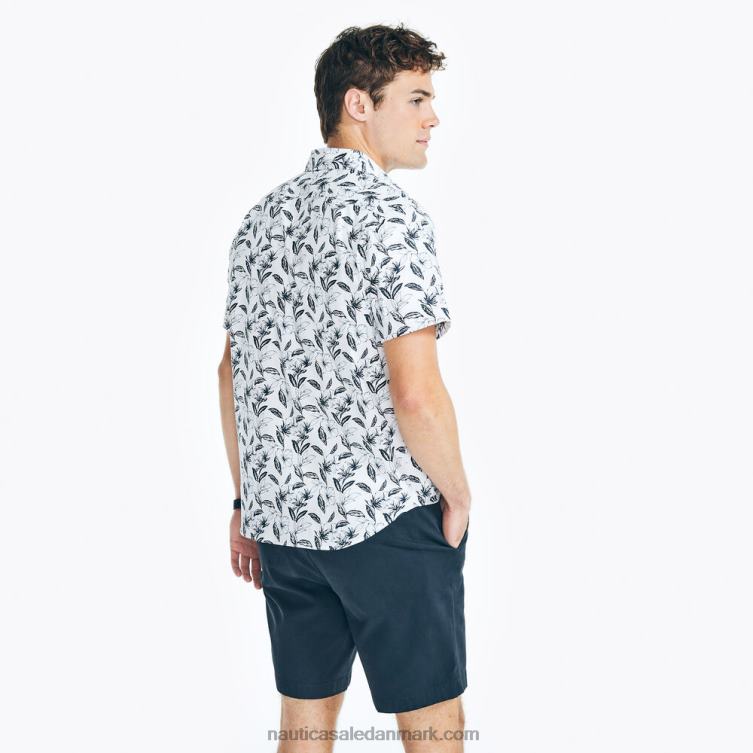 stor og høj oxford-skjorte med kort ærmer lyse hvid Nautica PZ4T578 Mænd