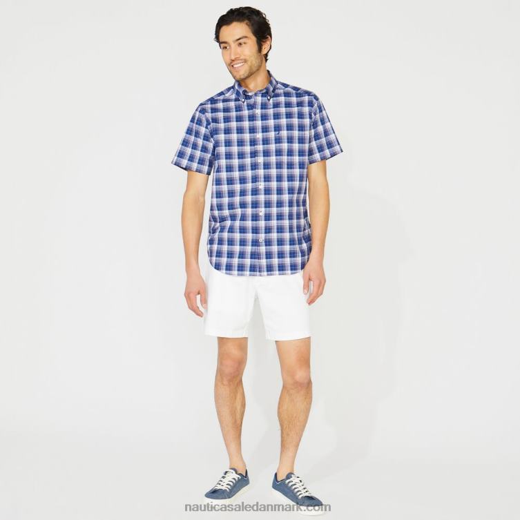 stor og høj plaid kortærmet skjorte blå dybder Nautica PZ4T192 Mænd