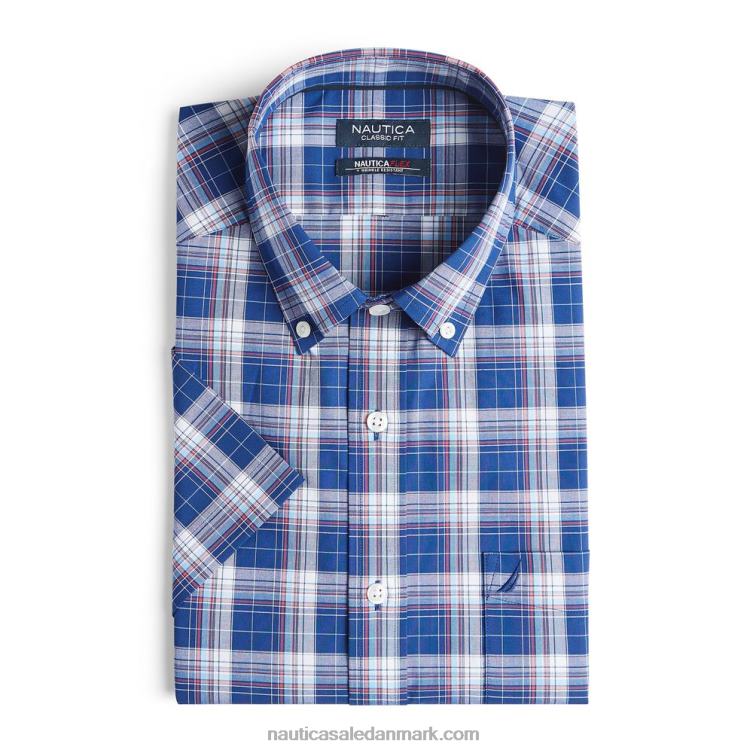 stor og høj plaid kortærmet skjorte blå dybder Nautica PZ4T192 Mænd