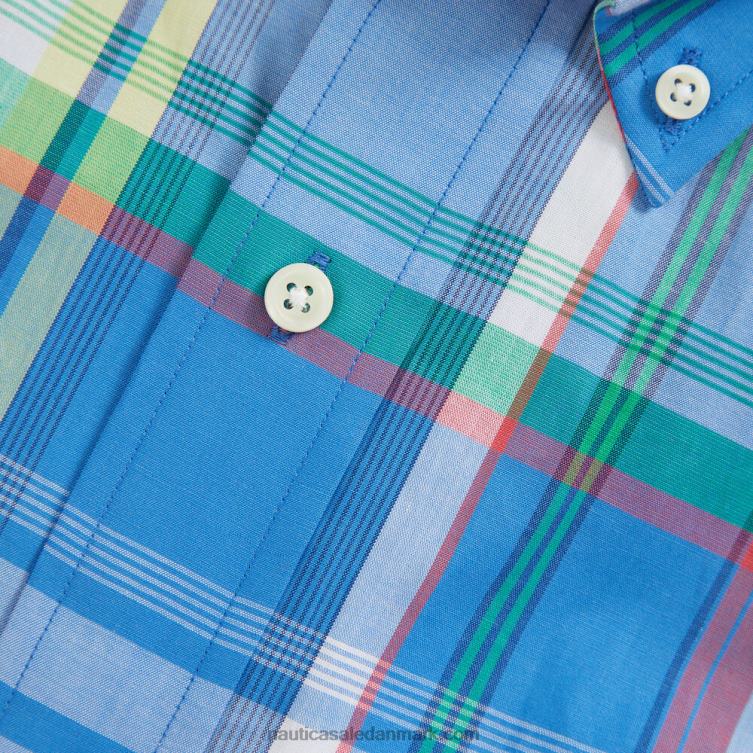 stor og høj plaid kortærmet skjorte klar himmelblå Nautica PZ4T558 Mænd