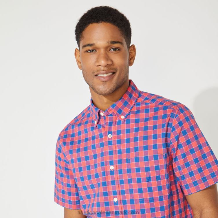 stor og høj plaid kortærmet skjorte persisk rød Nautica PZ4T215 Mænd