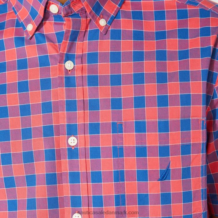 stor og høj plaid kortærmet skjorte persisk rød Nautica PZ4T215 Mænd