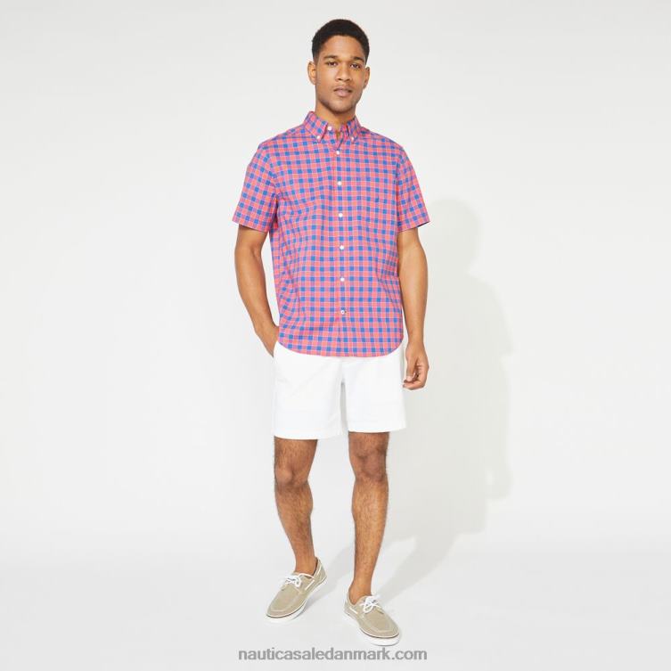 stor og høj plaid kortærmet skjorte persisk rød Nautica PZ4T215 Mænd