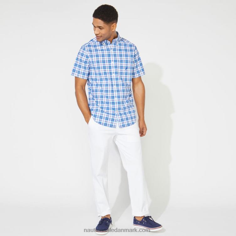 stor og høj plaidskjorte med klassisk pasform klar himmelblå Nautica PZ4T716 Mænd