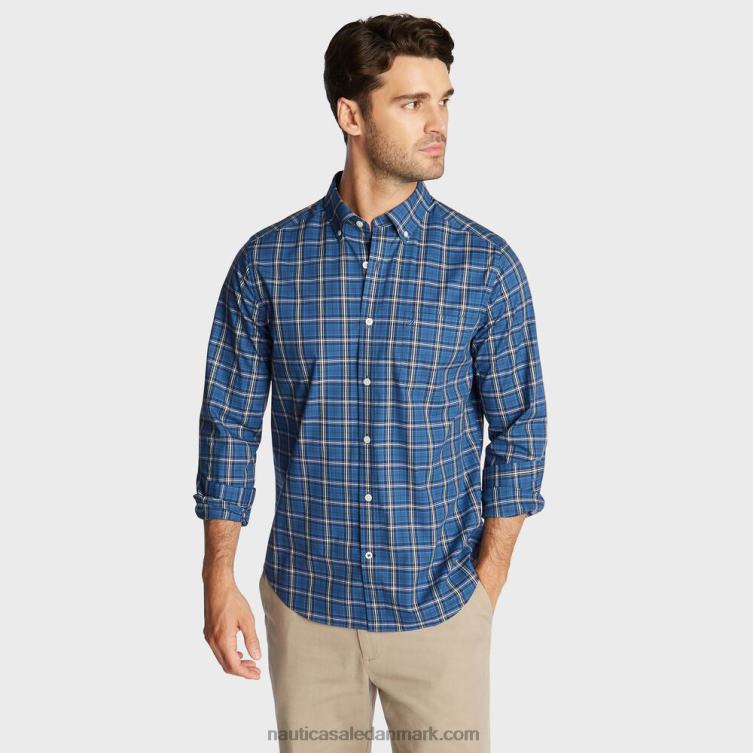 stor og høj stretch poplin plaid skjorte ensign blå Nautica PZ4T676 Mænd