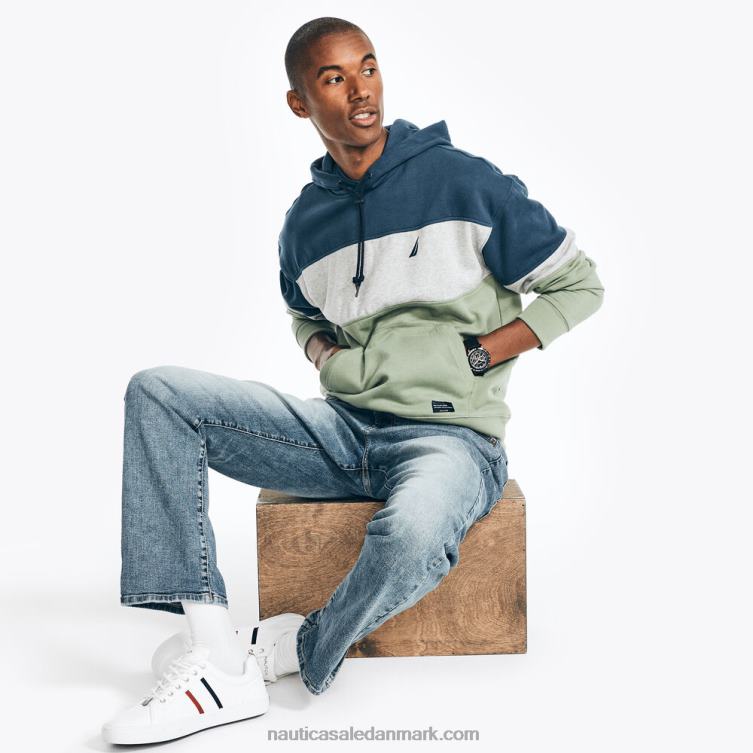 bæredygtigt udformet colorblock hættetrøje lapis blå Nautica PZ4T365 Mænd