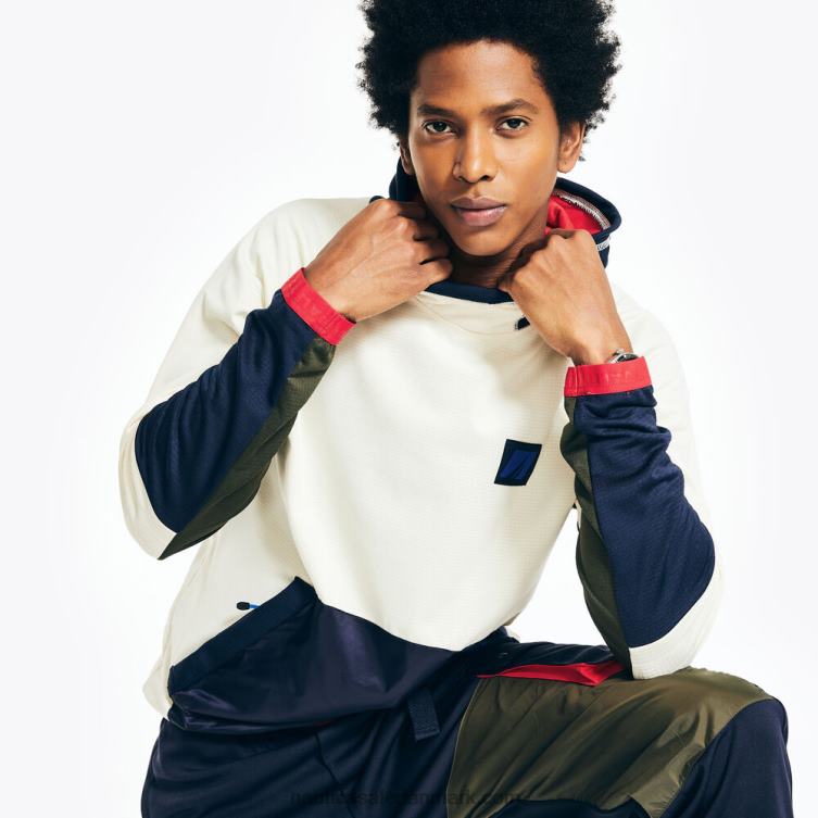 bæredygtigt udformet fleece pullover hættetrøje sejlcreme Nautica PZ4T309 Mænd