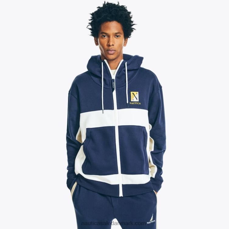 colorblock hættetrøje med fuld lynlås stjerneblå lyng Nautica PZ4T464 Mænd