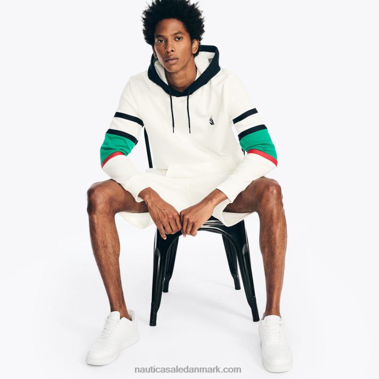 colorblock logo fleece hættetrøje sejl hvidt Nautica PZ4T381 Mænd