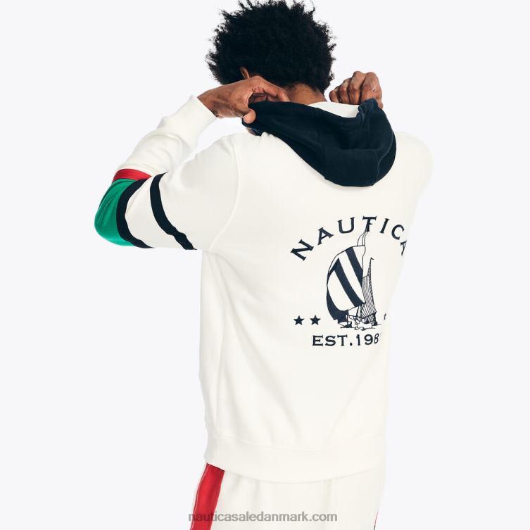 colorblock logo fleece hættetrøje sejl hvidt Nautica PZ4T381 Mænd