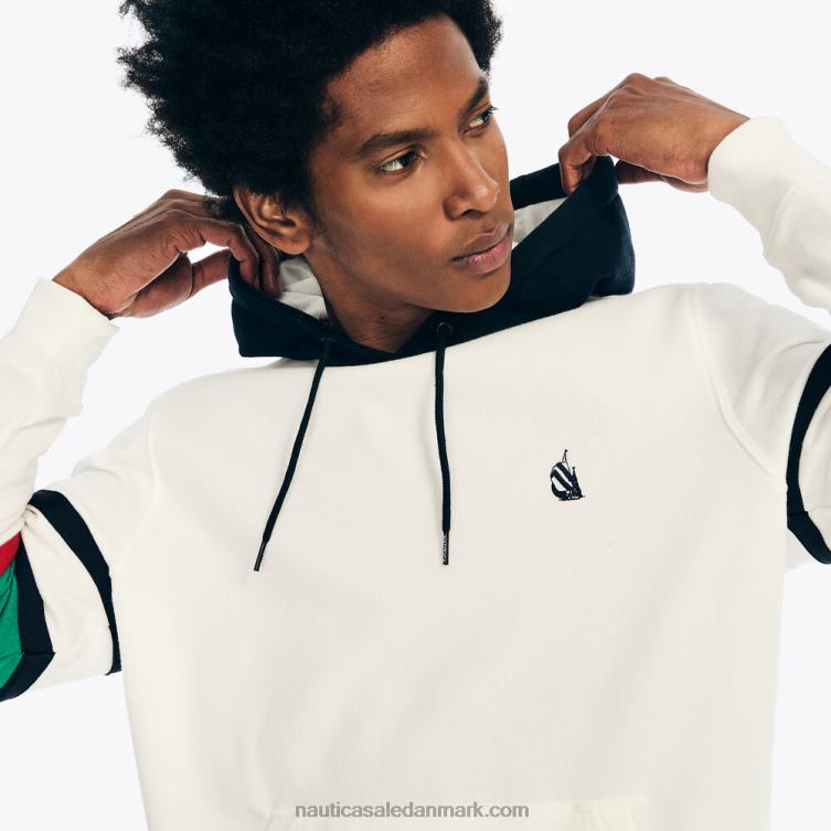 colorblock logo fleece hættetrøje sejl hvidt Nautica PZ4T381 Mænd