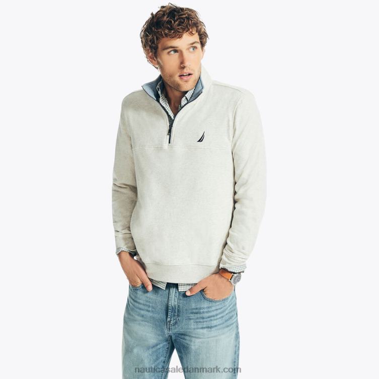 fleece sweatshirt med kvart lynlås havregryn lyng Nautica PZ4T449 Mænd