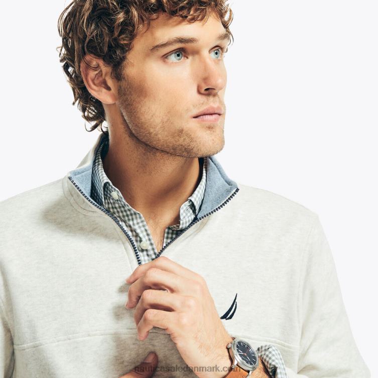 fleece sweatshirt med kvart lynlås havregryn lyng Nautica PZ4T449 Mænd