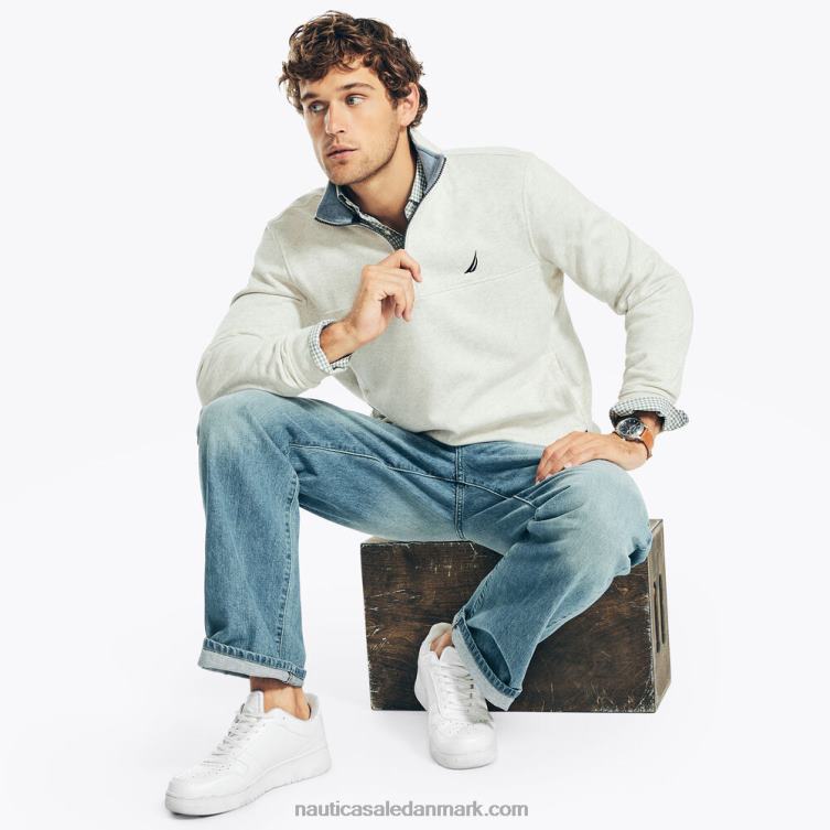 fleece sweatshirt med kvart lynlås havregryn lyng Nautica PZ4T449 Mænd