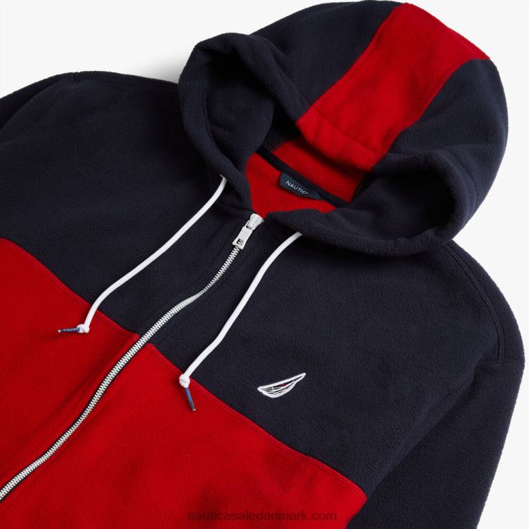 stor og høj colorblock nautex hættetrøje med fuld lynlås flåde Nautica PZ4T722 Mænd