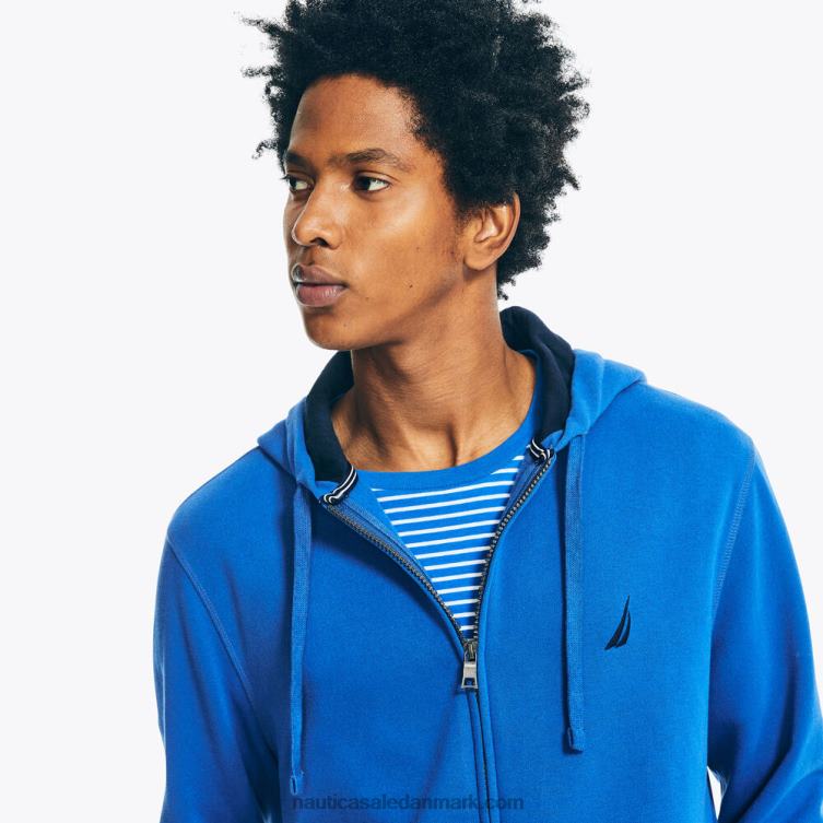 stor og høj fleece-hættetrøje med fuld lynlås windsurf blå Nautica PZ4T573 Mænd
