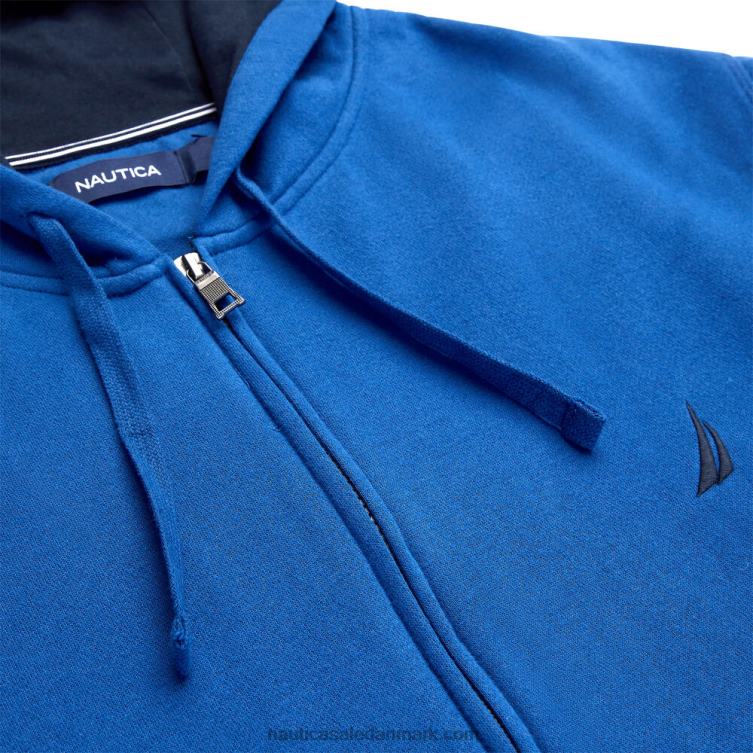 stor og høj fleece-hættetrøje med fuld lynlås windsurf blå Nautica PZ4T573 Mænd