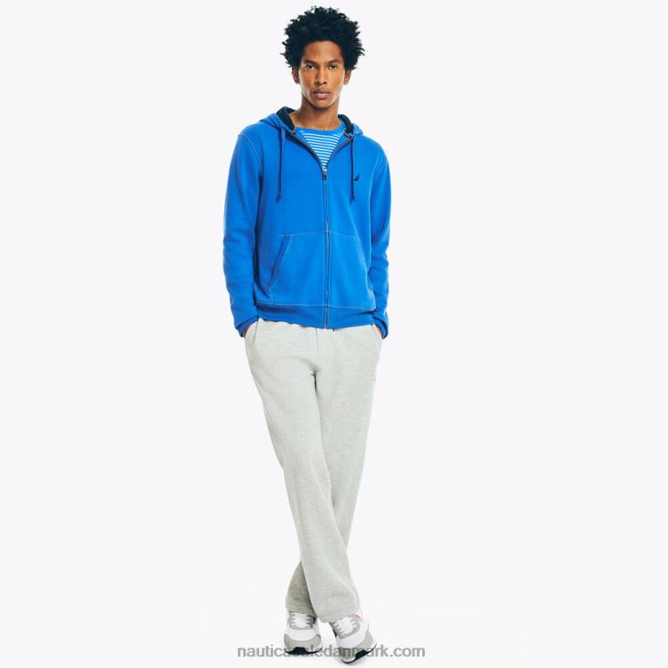 stor og høj fleece-hættetrøje med fuld lynlås windsurf blå Nautica PZ4T573 Mænd