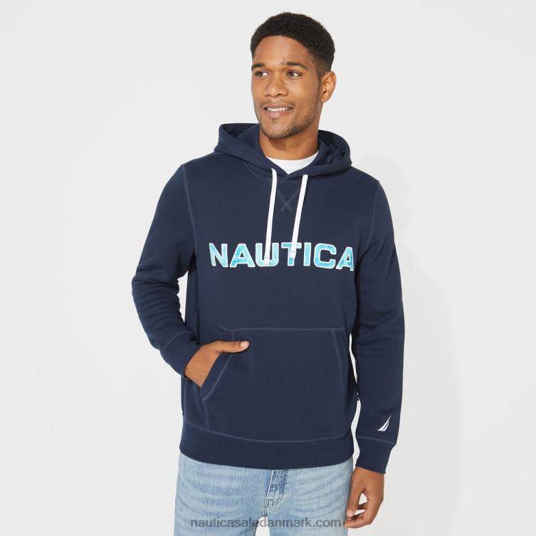 stor og høj logo pullover hættetrøje flåde Nautica PZ4T709 Mænd