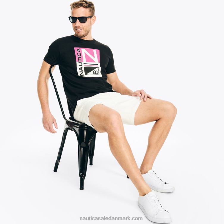 bæredygtigt udformet arv grafisk t-shirt ægte sort Nautica PZ4T237 Mænd