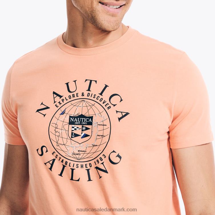 bæredygtigt udformet explore discover grafisk t-shirt orange 2 Nautica PZ4T87 Mænd