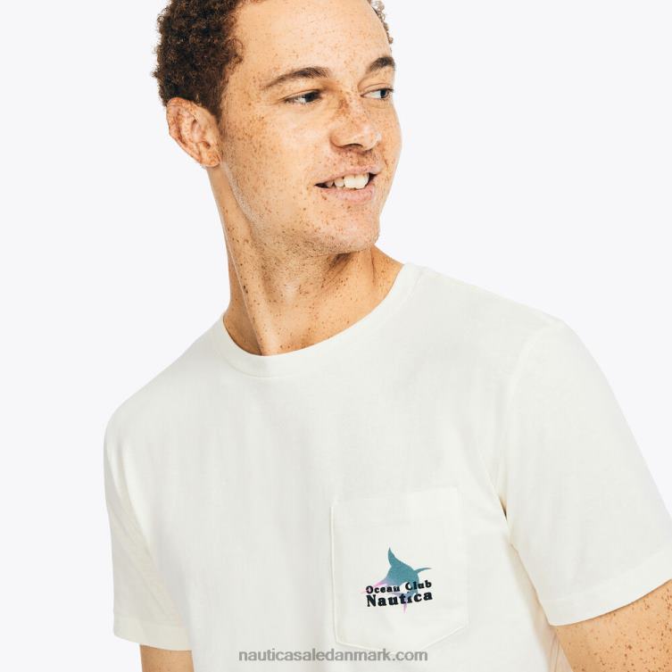 bæredygtigt udformet fiskeri grafisk t-shirt sejlcreme Nautica PZ4T133 Mænd