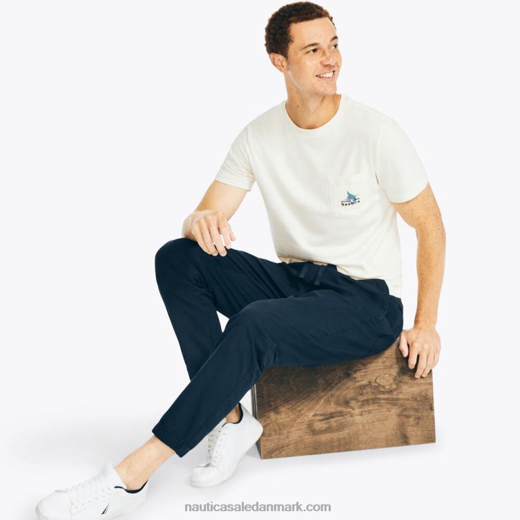 bæredygtigt udformet fiskeri grafisk t-shirt sejlcreme Nautica PZ4T133 Mænd