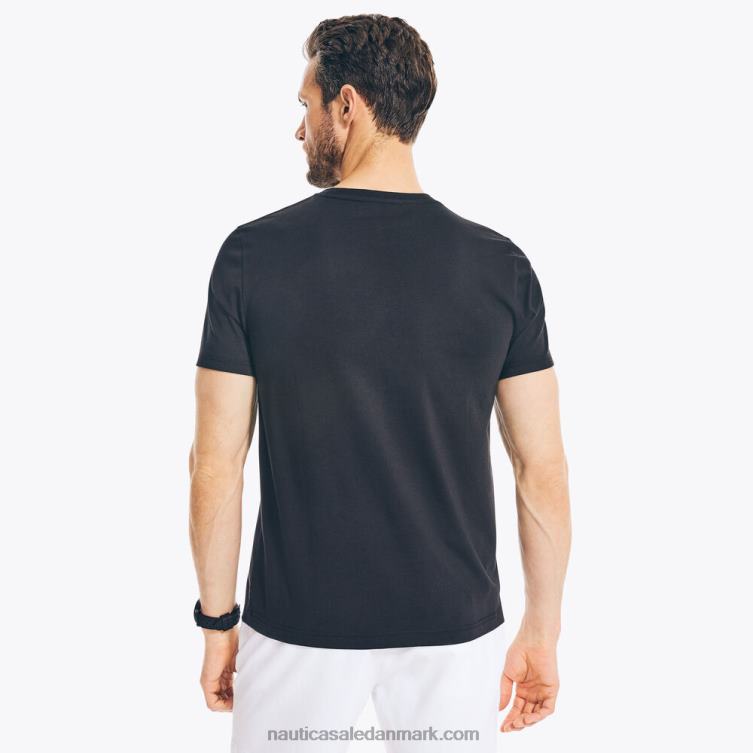 bæredygtigt udformet flag grafisk t-shirt ægte sort Nautica PZ4T714 Mænd