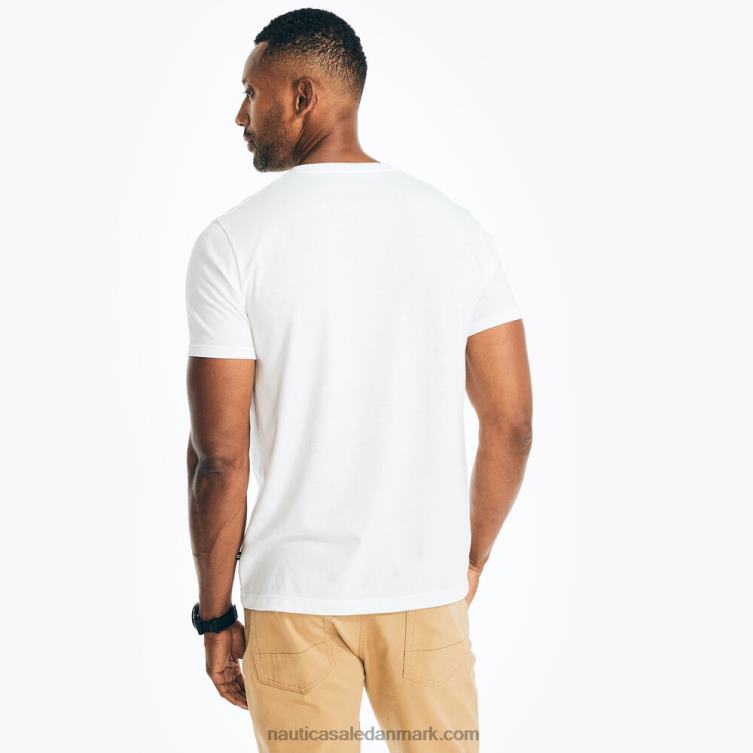 bæredygtigt udformet fyrtårns grafisk t-shirt lyse hvid Nautica PZ4T95 Mænd