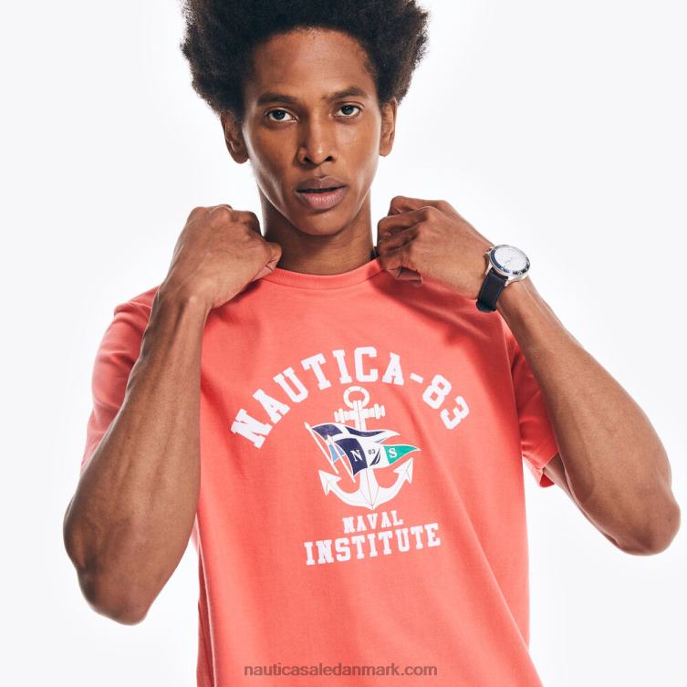 bæredygtigt udformet grafisk t-shirt fra Naval Institute herlighed rød Nautica PZ4T631 Mænd