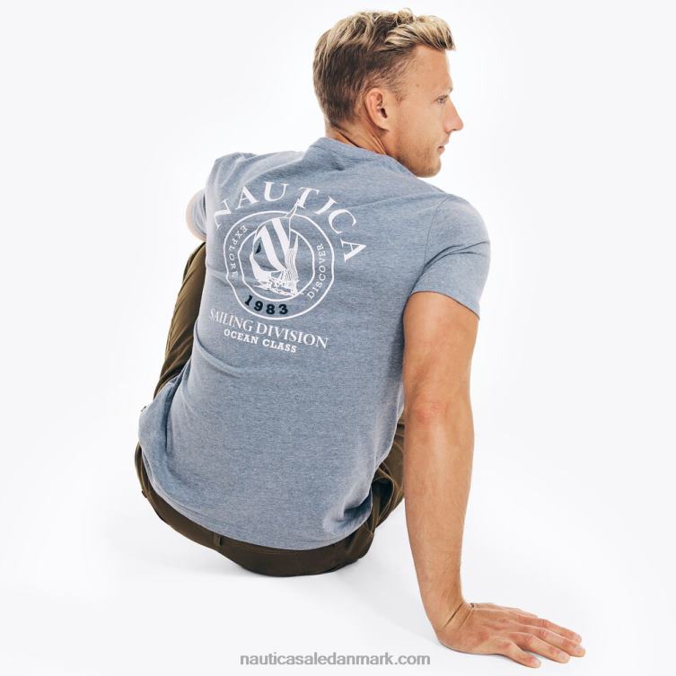 bæredygtigt udformet grafisk t-shirt til sejlerafdelingen anker blå lyng Nautica PZ4T387 Mænd