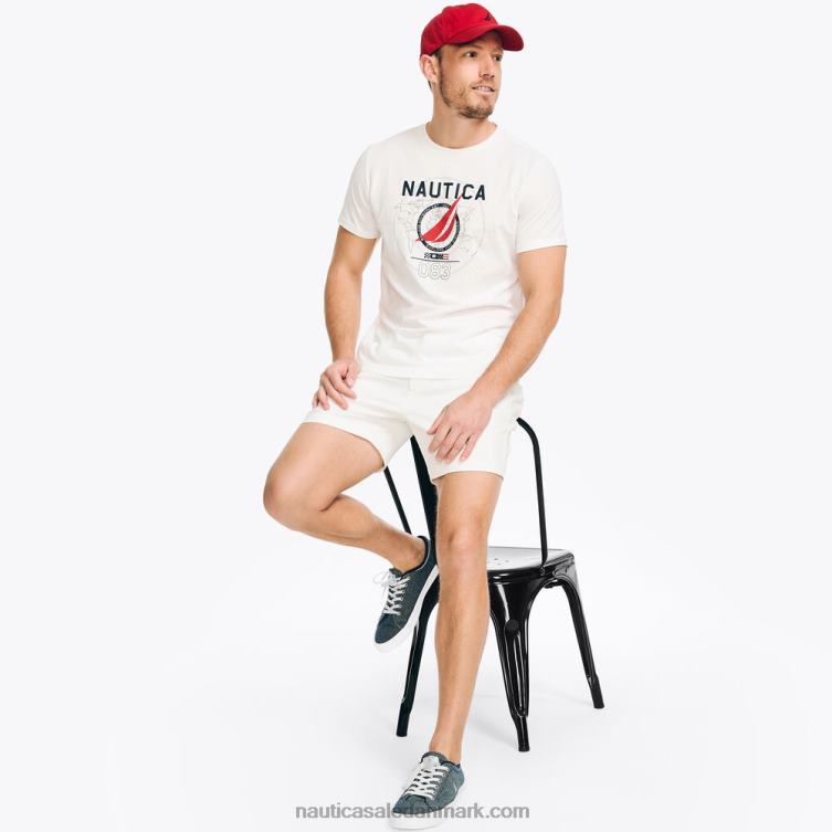 bæredygtigt udformet grafisk t-shirt til sejlerafdelingen lyse hvid Nautica PZ4T374 Mænd