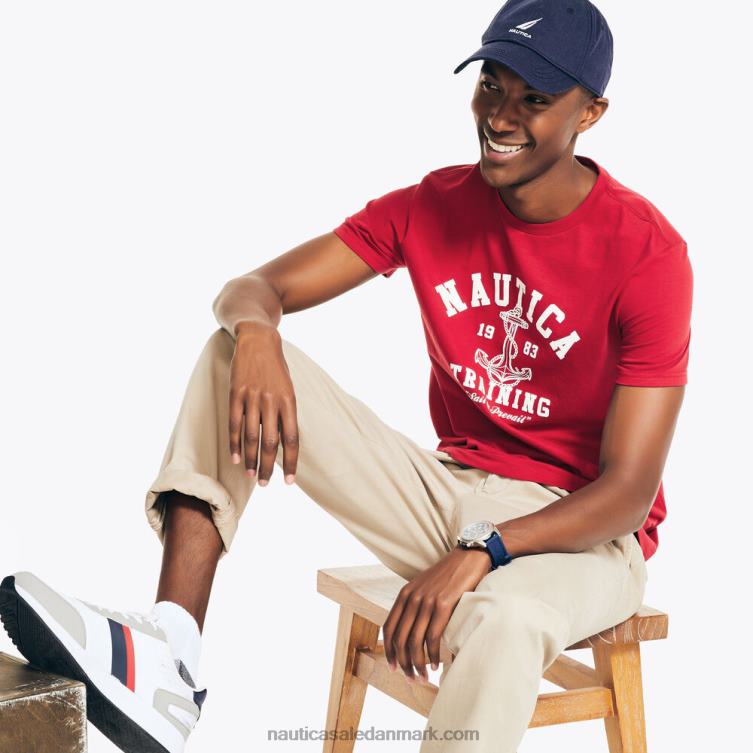 bæredygtigt udformet grafisk trænings-t-shirt nautica rød Nautica PZ4T482 Mænd