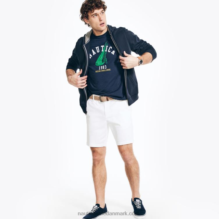 bæredygtigt udformet havudfordring grafisk t-shirt flåde Nautica PZ4T26 Mænd