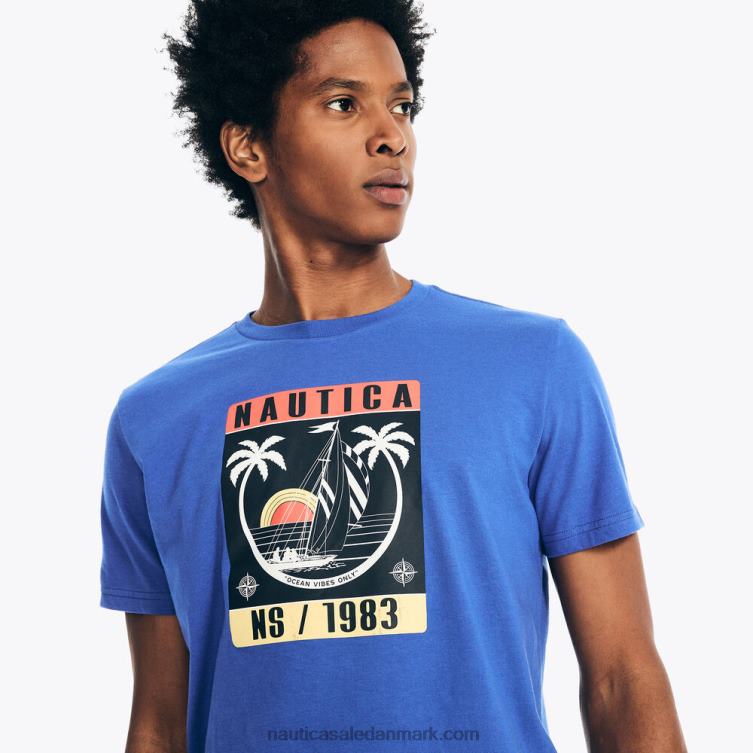 bæredygtigt udformet havvibes grafisk t-shirt koboltbølge Nautica PZ4T368 Mænd