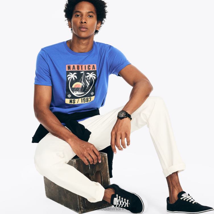 bæredygtigt udformet havvibes grafisk t-shirt koboltbølge Nautica PZ4T368 Mænd